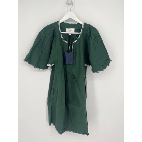 TUCKERNUCK Pomander Place Dark Green Stitch Finley Flutter Sleeve Dress NWT XXS - Picture 7 of 9